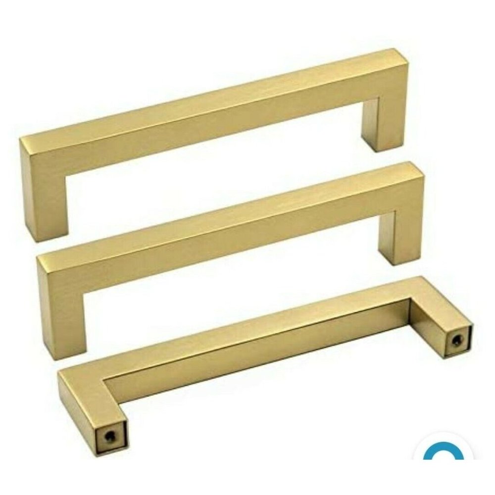 NEW 5 Pk Goldenwarm Square Bar Cabinet Drawer Handles Brushed Brass 6 1/4" Ctr